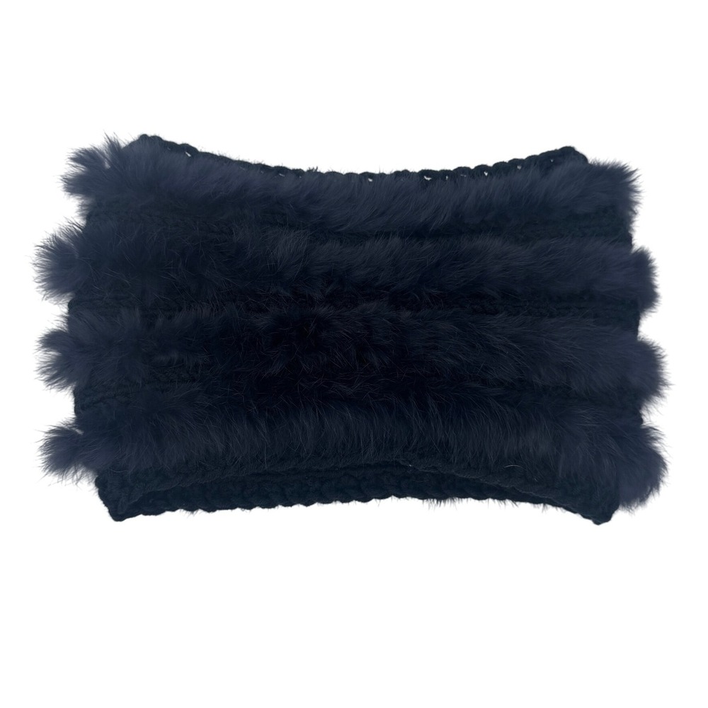 Buji Baja Barneys New York Rabbit Fur Infinity Scarf Women's Size OS Navy